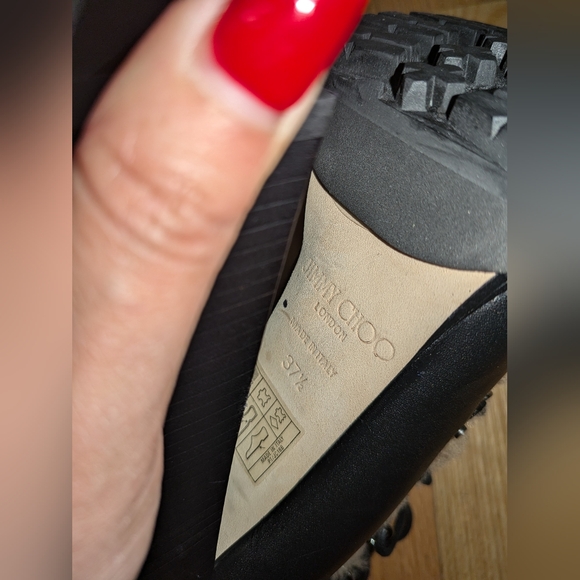 NEW JIMMY CHOO MADYN 130 SHEARLING TRIMMED LACE UP LEATHER ANKLE BOOTS - Picture 11 of 12